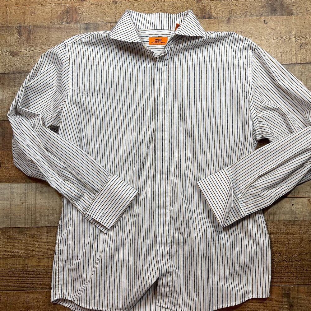 Steven Land White & Black French Cuff Dress Shirt size 16.5